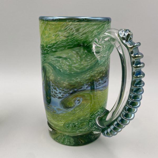 Green Starry Night Mug Dragon back handle