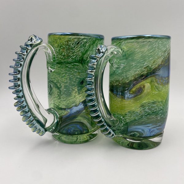 Green Starry Night Mug Dragon back handle
